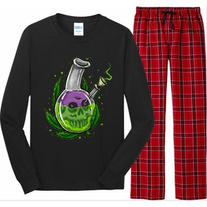 Stoner Gift Smoking Weed Leaf & Skull Marijuana Long Sleeve Pajama Set