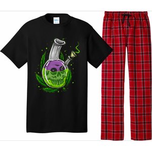 Stoner Gift Smoking Weed Leaf & Skull Marijuana Pajama Set