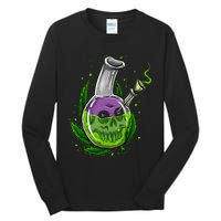 Stoner Gift Smoking Weed Leaf & Skull Marijuana Tall Long Sleeve T-Shirt