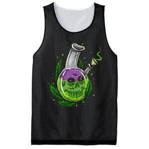 Stoner Gift Smoking Weed Leaf & Skull Marijuana Mesh Reversible Basketball Jersey Tank