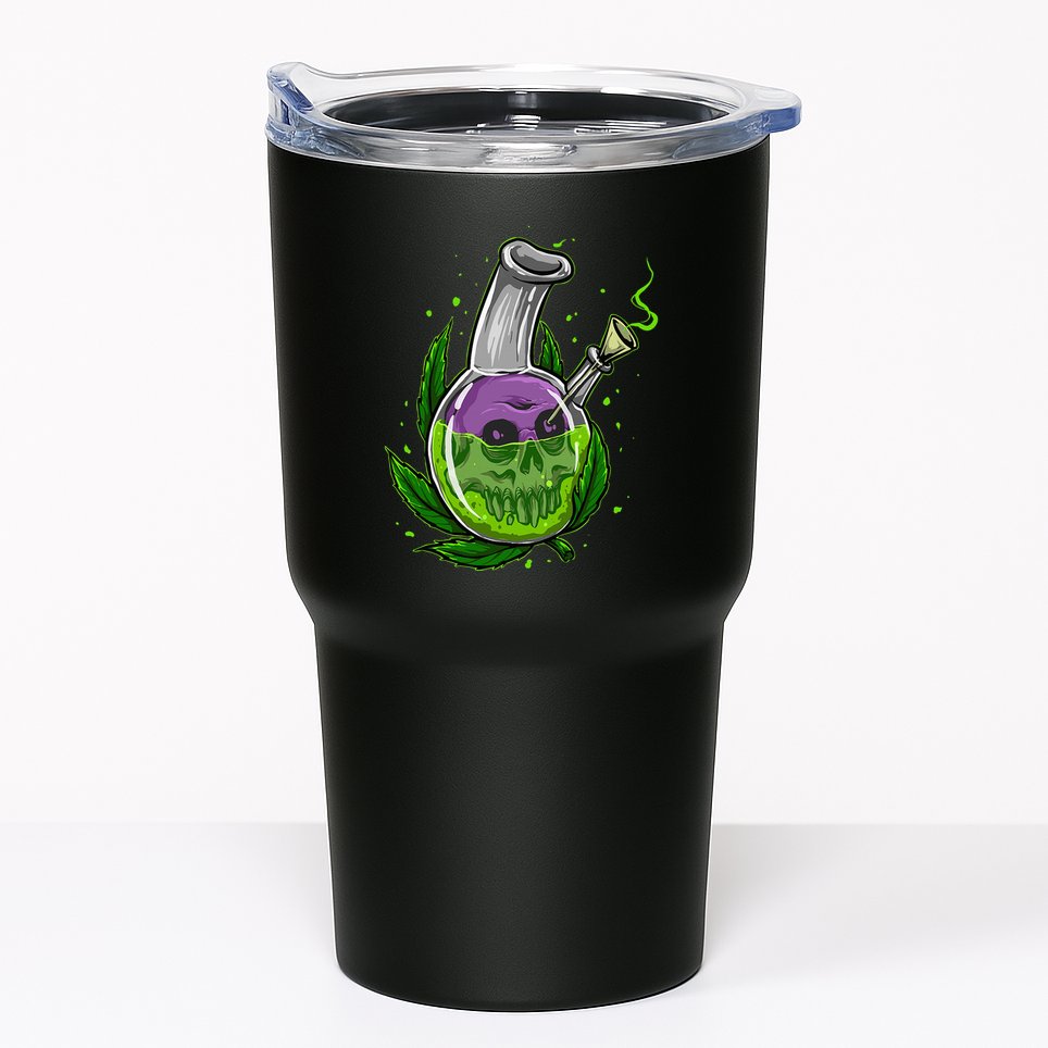 Stoner Gift Smoking Weed Leaf & Skull Marijuana Tumbler