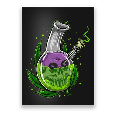 Stoner Gift Smoking Weed Leaf & Skull Marijuana Poster