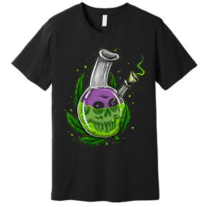 Stoner Gift Smoking Weed Leaf & Skull Marijuana Premium T-Shirt