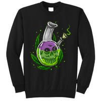 Stoner Gift Smoking Weed Leaf & Skull Marijuana Tall Sweatshirt