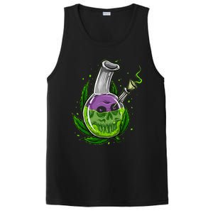 Stoner Gift Smoking Weed Leaf & Skull Marijuana PosiCharge Competitor Tank