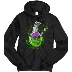 Stoner Gift Smoking Weed Leaf & Skull Marijuana Tie Dye Hoodie