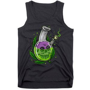 Stoner Gift Smoking Weed Leaf & Skull Marijuana Tank Top