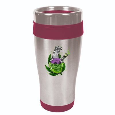 Stoner Gift Smoking Weed Leaf & Skull Marijuana 16oz Travel Tumbler