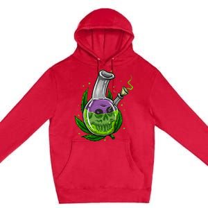 Stoner Gift Smoking Weed Leaf & Skull Marijuana Premium Pullover Hoodie