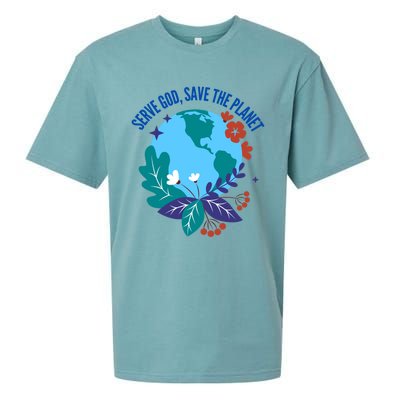 Serve God Save The Planet Gift Sueded Cloud Jersey T-Shirt