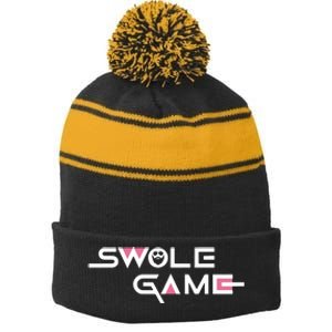 Swole Game Stripe Pom Pom Beanie