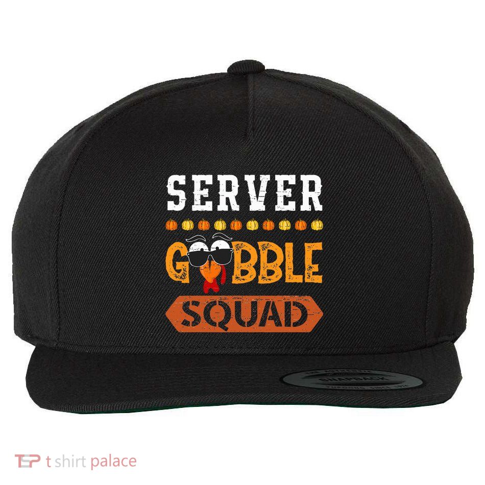 Server Gobble Squad Turkey Thanksgiving Waiter Wool Snapback Cap