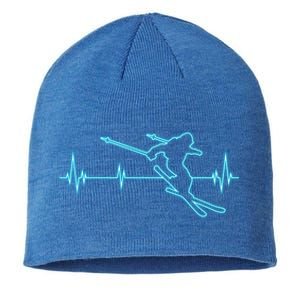 Ski Gift Skiing Heartbeat Tee Skier Gift Skiing Lover Gift Sustainable Beanie