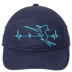 Ski Gift Skiing Heartbeat Tee Skier Gift Skiing Lover Gift 7-Panel Snapback Hat