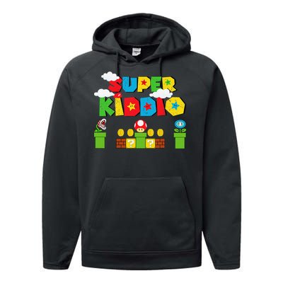 Super Gamer Super Kiddio Funny Retro Vintage Performance Fleece Hoodie