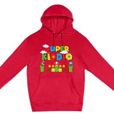 Super Gamer Super Kiddio Funny Retro Vintage Premium Pullover Hoodie