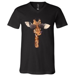 Sunglasses Giraffe V-Neck T-Shirt