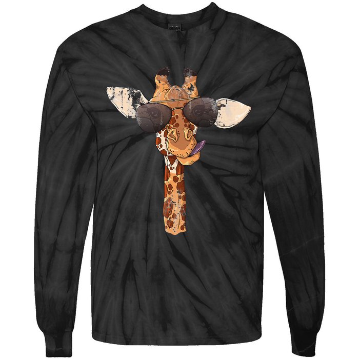 Sunglasses Giraffe Tie-Dye Long Sleeve Shirt