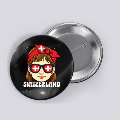 Swiss Girl Switzerland Button