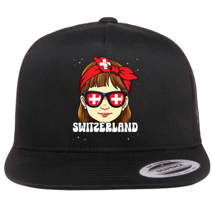 Swiss Girl Switzerland Flat Bill Trucker Hat