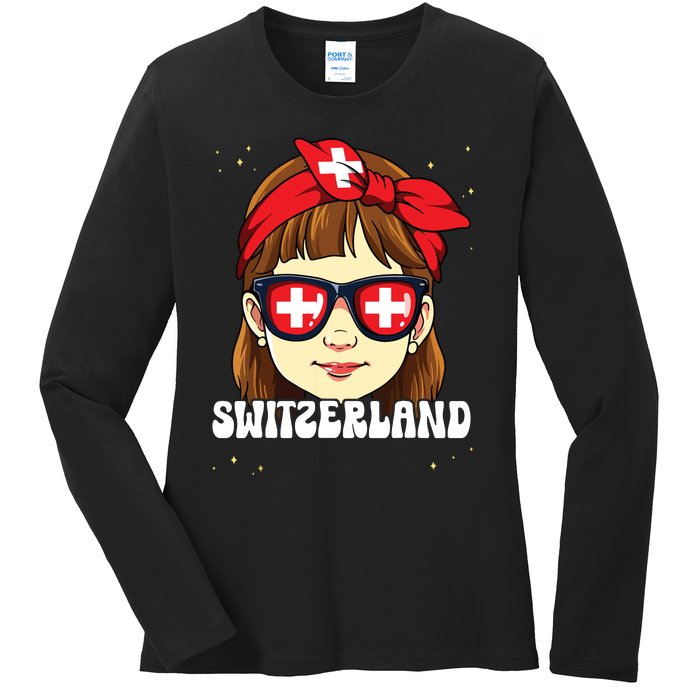 Swiss Girl Switzerland Ladies Long Sleeve Shirt