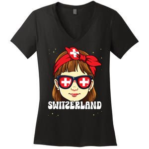 Swiss Girl Switzerland Women's V-Neck T-Shirt