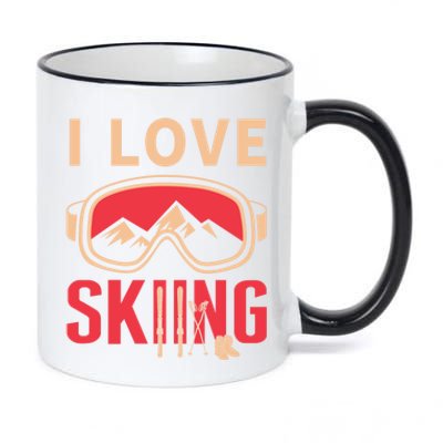 Ski Gift Skiing And Ski Lover Gift 11oz Black Color Changing Mug