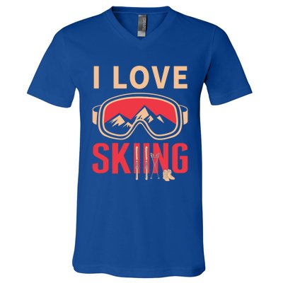 Ski Gift Skiing And Ski Lover Gift V-Neck T-Shirt