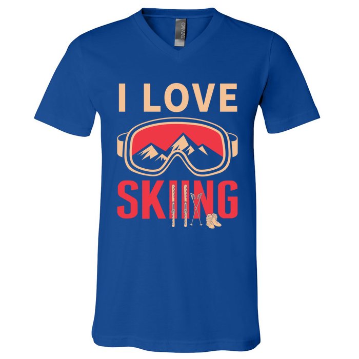 Ski Gift Skiing And Ski Lover Gift V-Neck T-Shirt