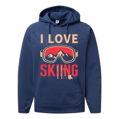 Ski Gift Skiing And Ski Lover Gift Performance Fleece Hoodie