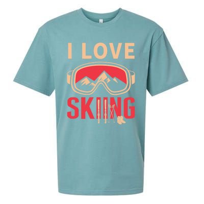 Ski Gift Skiing And Ski Lover Gift Sueded Cloud Jersey T-Shirt