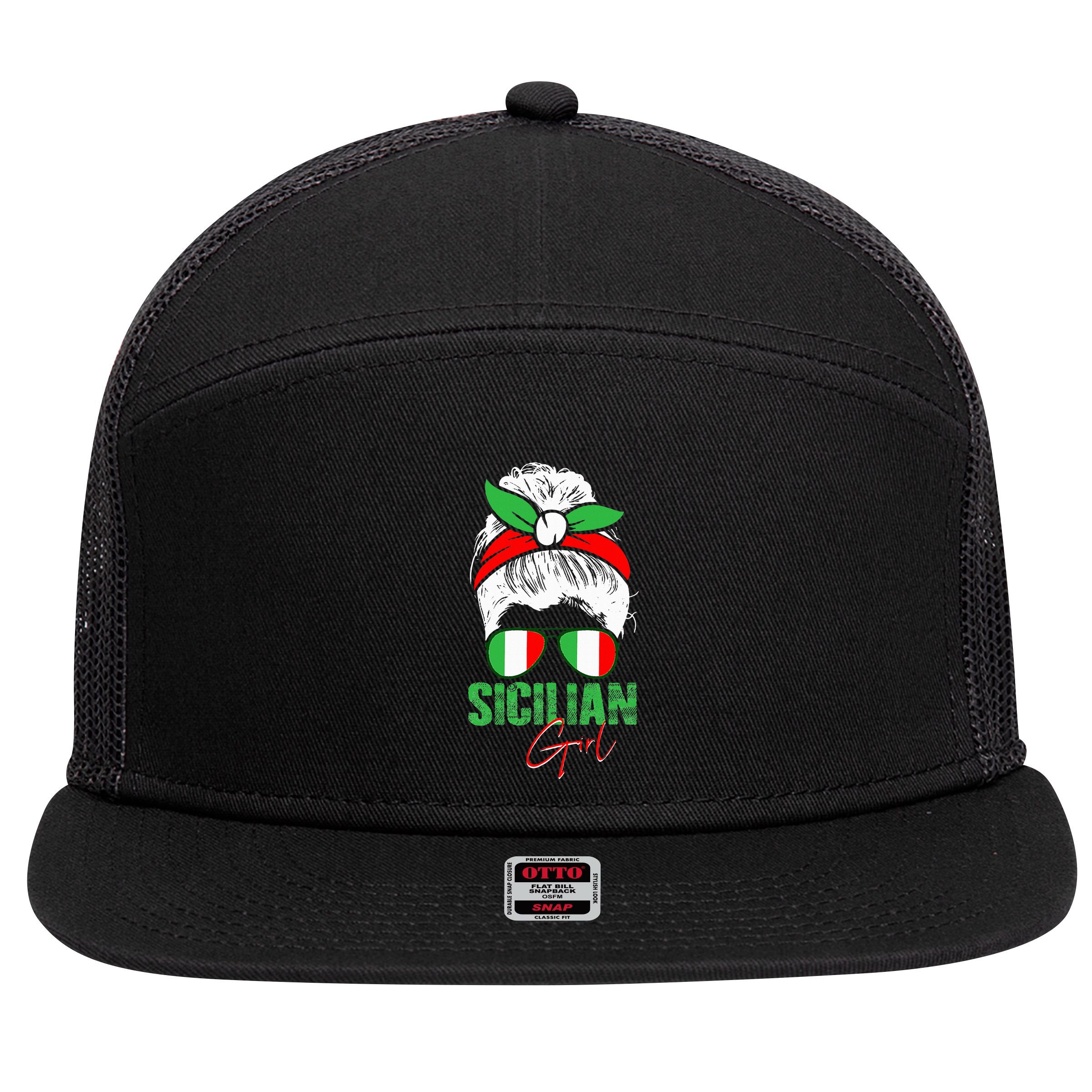 Sicilian Girl Sicily 7 Panel Mesh Trucker Snapback Hat