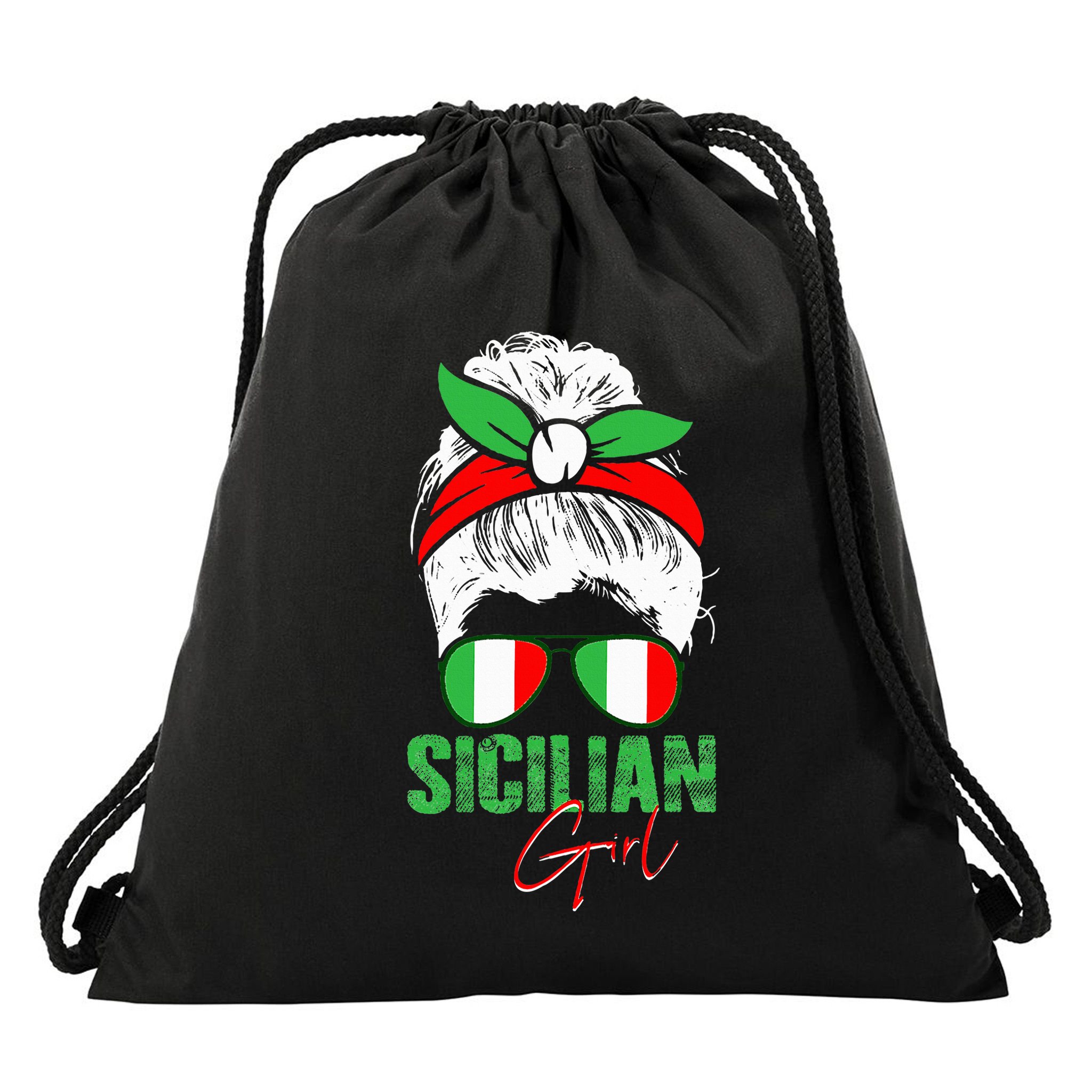 Sicilian Girl Sicily Drawstring Bag
