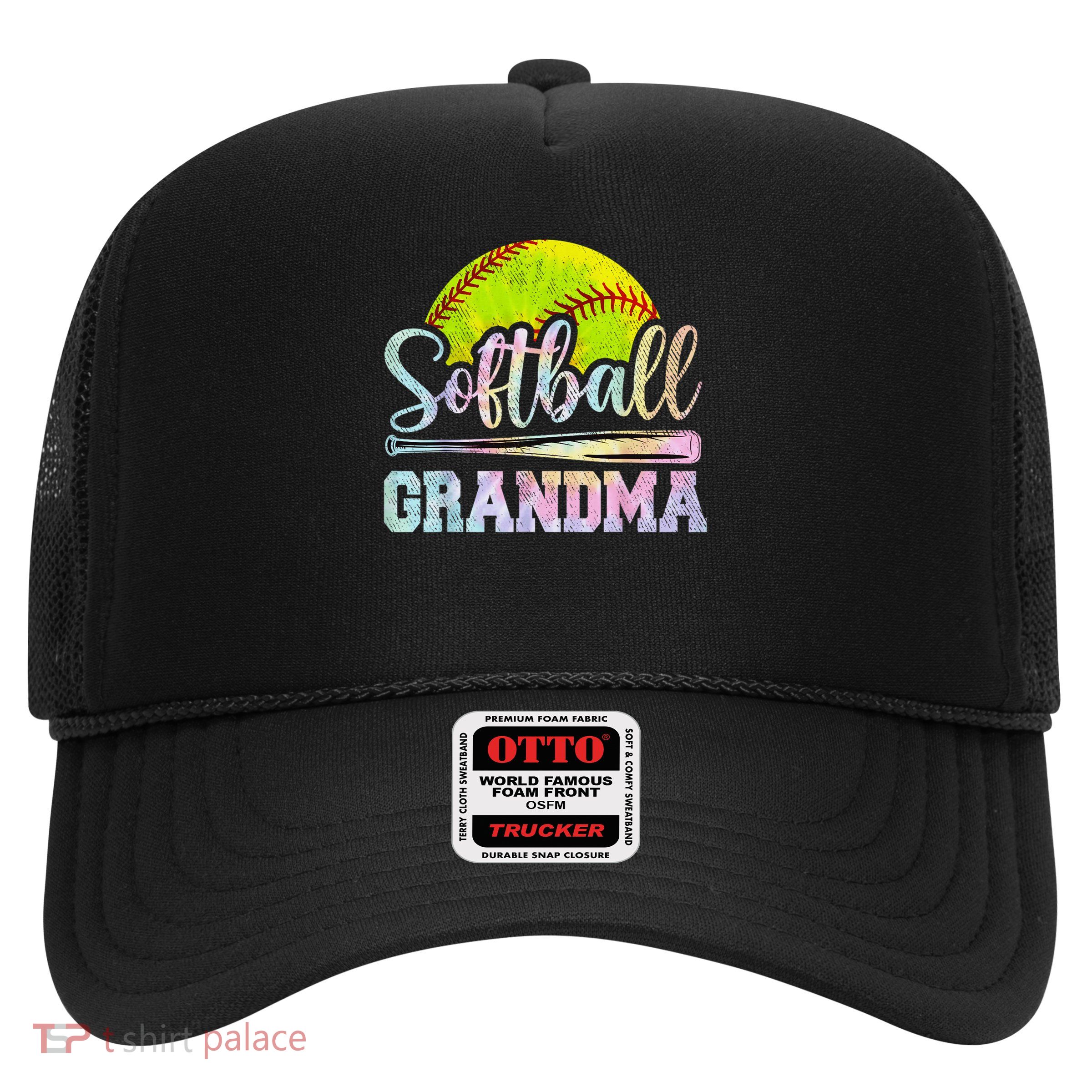Softball Grandma Softball Player Game Day Mother Tie Dye Trucker Hat