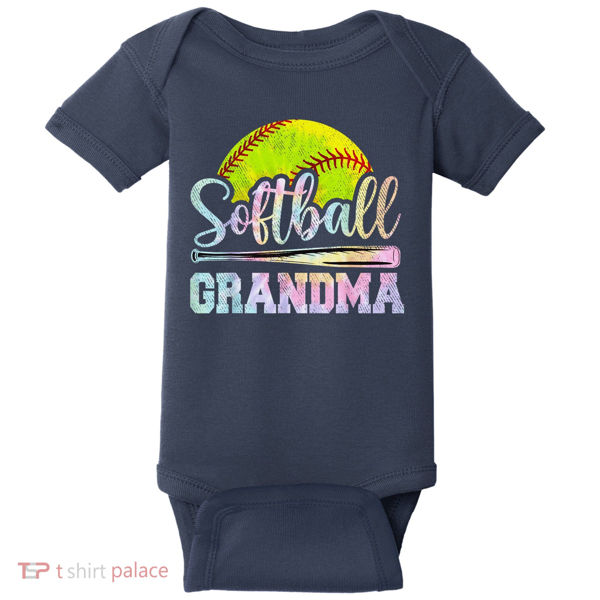 Softball Grandma Softball Player Game Day Mother Tie Dye Baby Bodysuit