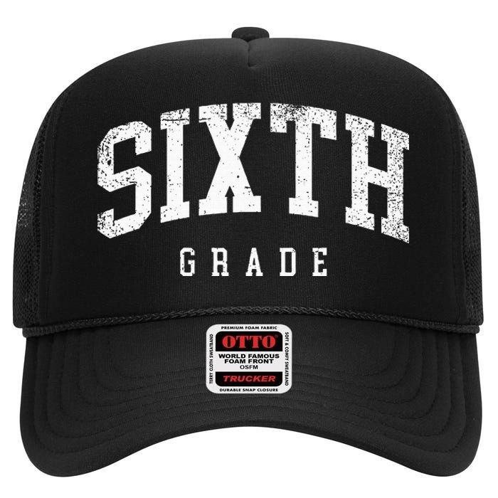 Sixth Grade Squad 6th Grade Team Retro First Day Of School High Crown Mesh Back Trucker Hat