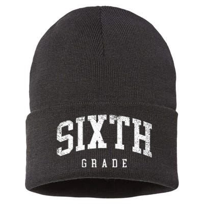 Sixth Grade Squad 6th Grade Team Retro First Day Of School Sustainable Knit Beanie