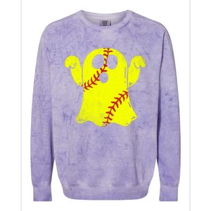 Softball Ghost Softball Lover Halloween Costume Colorblast Crewneck Sweatshirt