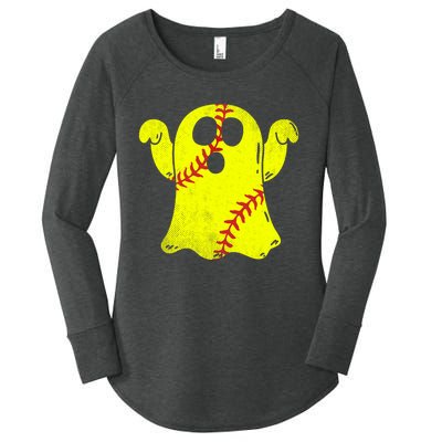 Softball Ghost Softball Lover Halloween Costume Women's Perfect Tri Tunic Long Sleeve Shirt