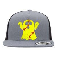 Softball Ghost Softball Lover Halloween Costume Flat Bill Trucker Hat