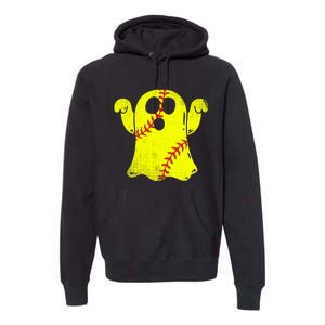 Softball Ghost Softball Lover Halloween Costume Premium Hoodie