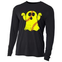 Softball Ghost Softball Lover Halloween Costume Cooling Performance Long Sleeve Crew