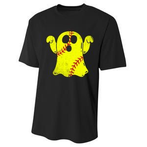 Softball Ghost Softball Lover Halloween Costume Performance Sprint T-Shirt