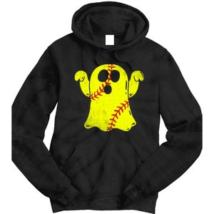 Softball Ghost Softball Lover Halloween Costume Tie Dye Hoodie