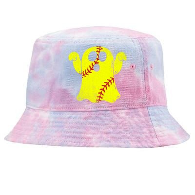 Softball Ghost Softball Lover Halloween Costume Tie-Dyed Bucket Hat