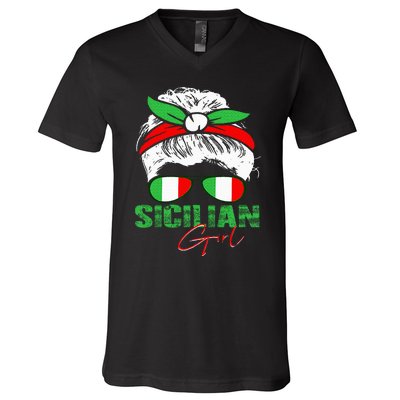 Sicilian Girl Sicily V-Neck T-Shirt