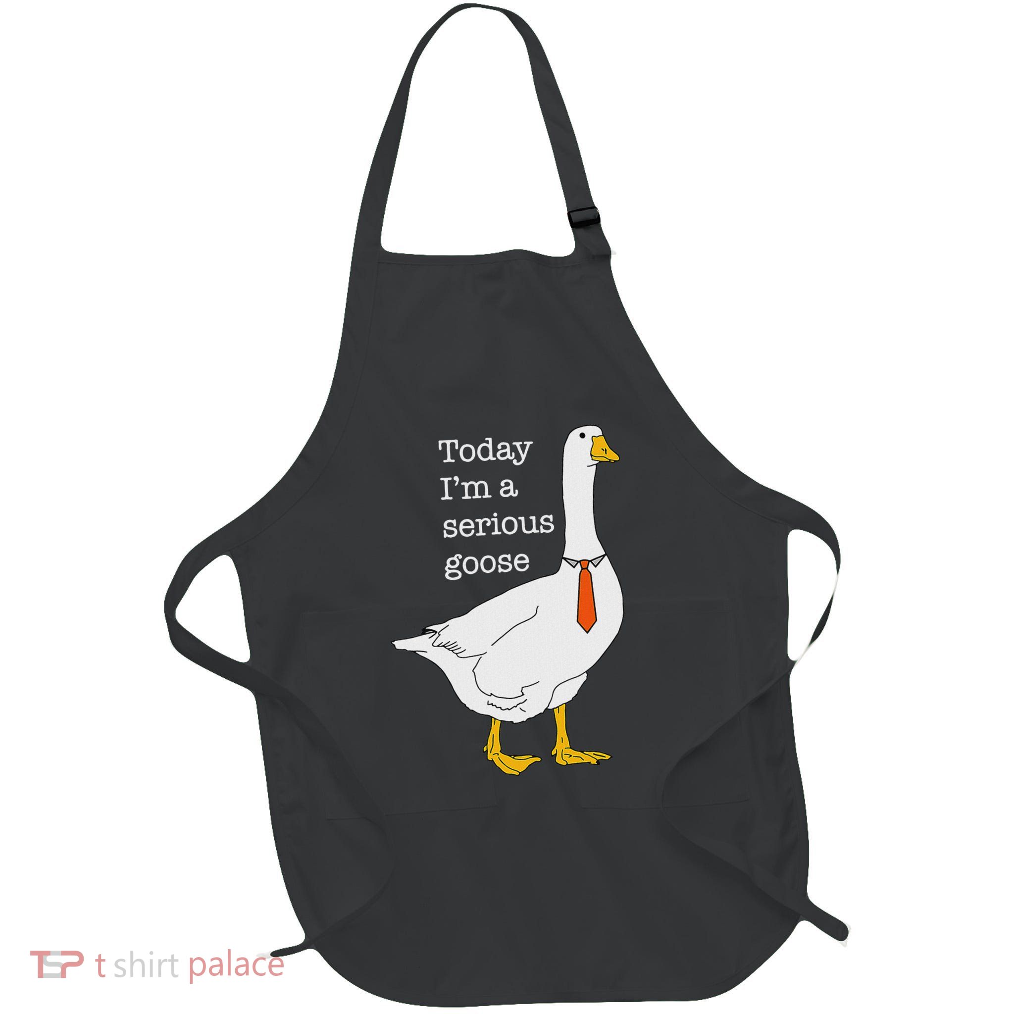 Serious Goose Silly Goose Funny Cute Design Full-Length Apron With Pockets