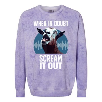 Screaming Goat Scream It Out Meme Face Goat Owner Farmer Colorblast Crewneck Sweatshirt