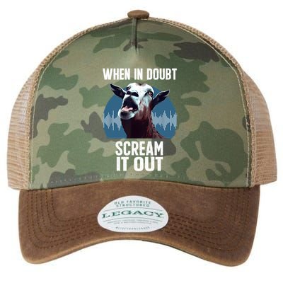 Screaming Goat Scream It Out Meme Face Goat Owner Farmer Legacy Tie Dye Trucker Hat