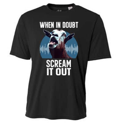 Screaming Goat Scream It Out Meme Face Goat Owner Farmer Cooling Performance Crew T-Shirt